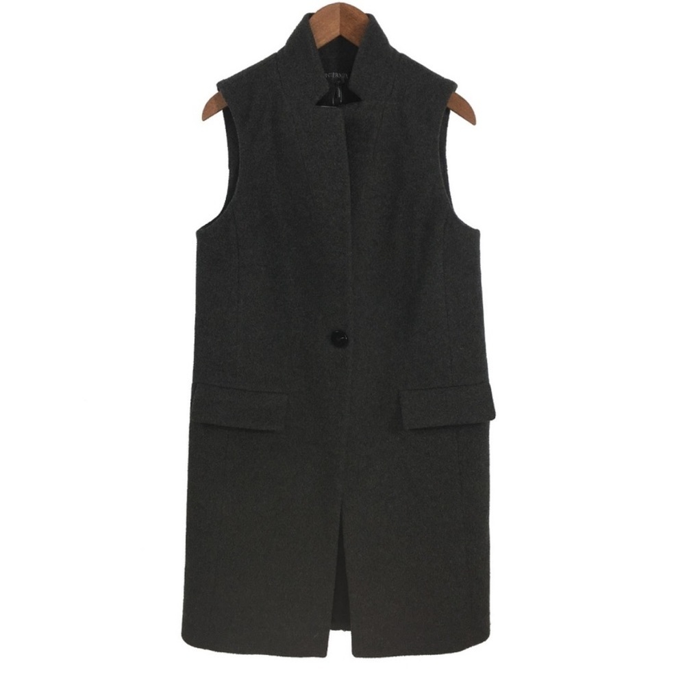 Intermix Wool Cashmere Top Coat Blazer Vest Duster Gray size Medium